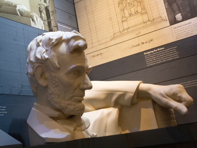 WASHINGTON,DC - JUNE 18: Models of President Abraham Lincoln's head and arm are displayed