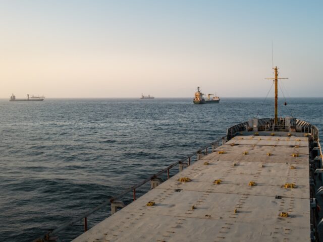 MUSCAT, OMAN - JUNE 23: Oil tankers and cargo vessels are anchored off the coast of Oman a