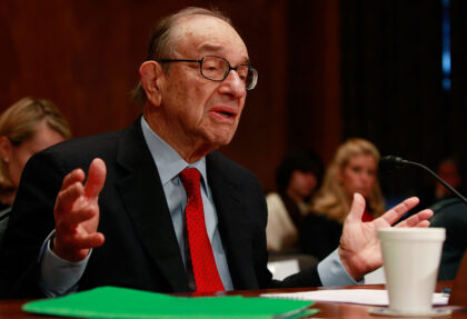 WASHINGTON - DECEMBER 17: Former Federal Reserve Chairman Alan Greenspan testifies during