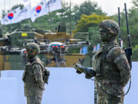 South Korean Army's Field Unmanned Equipment Combat Operators participate during the 77th