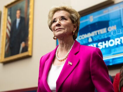 Education Secretary Linda McMahon arrives to testify during the House Education and Workfo