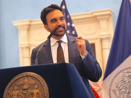 New York City Mayor Zohran Kwame Mamdani delivers a speech during a reception hosted at Gr