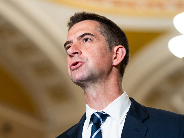 Sen. Tom Cotton, R-Ark., speaks during the Senate Republicans' news conference in the U.S.