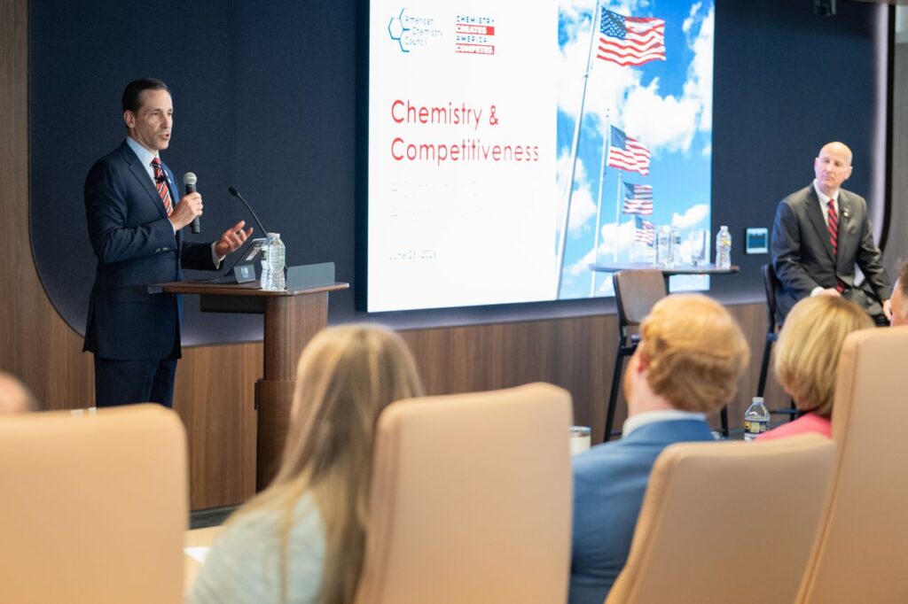 American Chemistry Council Chris Jahn provides opening remarks before his panel with Sen. Pete Ricketts (R-NE).