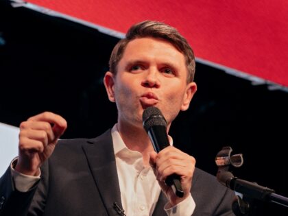 Democratic Senate Candidate James Talarico speaks at a rally at Rich's Houston on May