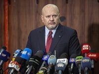 KHARTOUM, SUDAN - AUGUST 12: Karim Khan, the International Criminal Court's chief prosecutor holds a press conference in Khartoum, Sudan on August 12, 2021. (Photo by Mahmoud Hjaj/Anadolu Agency via Getty Images)