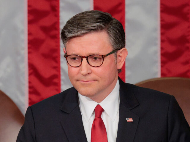 Speaker of the House Mike Johnson (R-LA) calls for order before a joint meeting of Congres