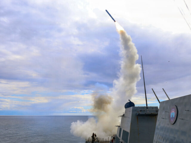 Operation Epic Fury Missile In this U.S. Navy released handout, Arleigh Burke-class guided-missile destroyer USS Thoma