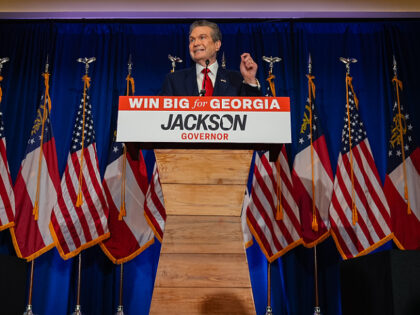 ATLANTA, GEORGIA - MAY 19: Republican gubernatorial candidate Rick Jackson speaks at his e