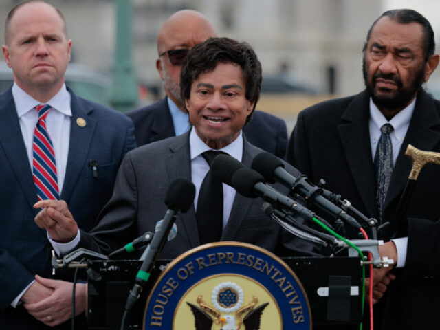 House Homeland Security Committee member Rep. Shri Thanedar (D-MI) (C) speaks during a new