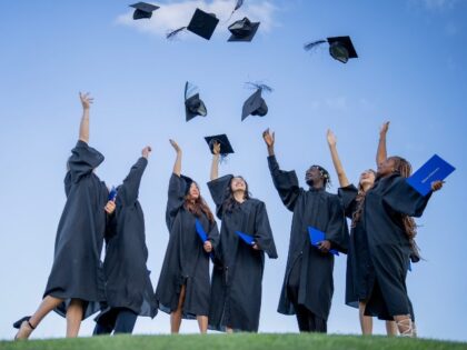 Students celebrating graduation