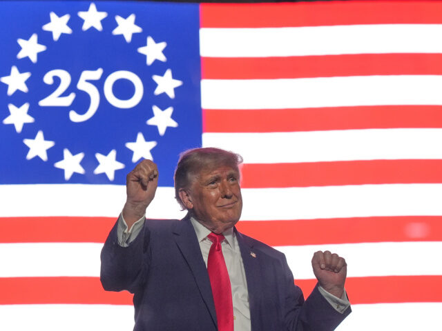 President Donald Trump wraps up his speech at the opening of the Great American State Fair