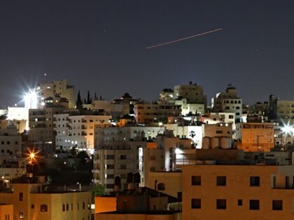 HEBRON, PALESTINE - JUNE 7: Missiles launched from Iran toward Israel are seen in the sky