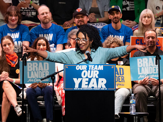 Darializa Avila Chevalier, US Democratic House candidate for New York, during a "Get Out T