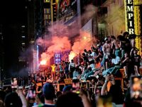 WATCH — Times Square: Knicks Fans Torch School Buses, Light Fireworks After NBA Win