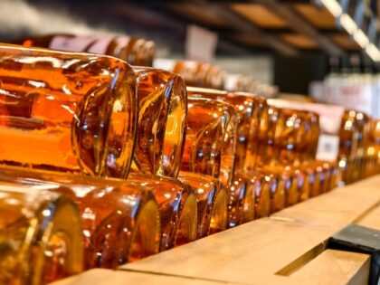 liquor in bottles on shelf