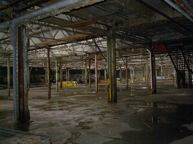 The inside of the Highland Park Plant where Ford Model T cars were mass produced now sits