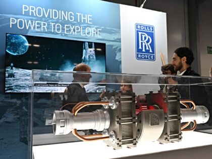 FARNBOROUGH, ENGLAND - JUNE 07: A model of a Rolls Royce Micro Reactor Nuclear Power Gener
