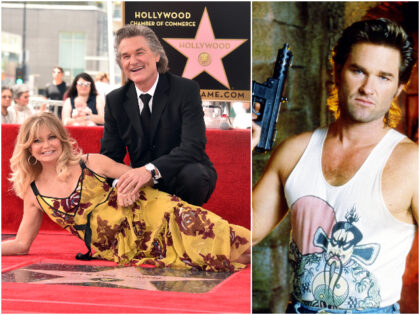 HOLLYWOOD, CA - MAY 04: Actors Goldie Hawn (L) and Kurt Russell are honored with a double