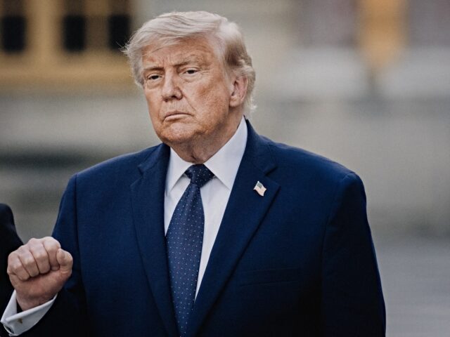 Portrait of Donald Trump President of the United States of America US posing and raising h