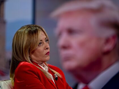 OME, ITALY - JANUARY 21: A photo of the U.S. President Donald Trump is displayed on the sc