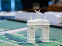 President Donald Trump meets with members Cabinet members and others about the proposed “Victory Arch” in the Oval Office, Tuesday, October 7, 2025. (Official White House Photo by Daniel Torok)