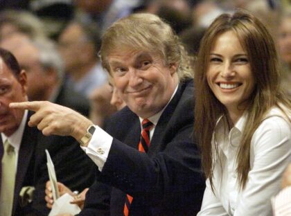 A longtime New York Knicks fan, US President Donald Trump and the first lady -- then-Melan