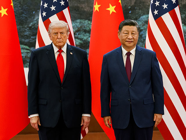 President Donald J. Trump participates in a welcome ceremony with President Xi Jinping of