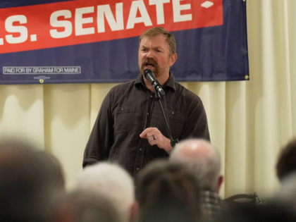 Graham Platner, Democratic candidate for U.S. Senate, speaks at a campaign event Sunday, J