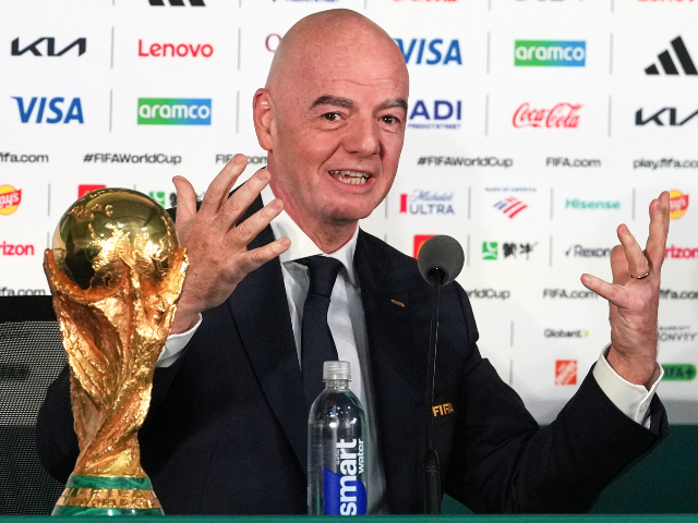 AP26161684209733 FIFA President Gianni Infantino speaks during a news conference at the stadium in Mexico C