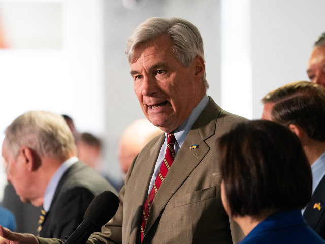 Sen. Sheldon Whitehouse, D-R.I., speaks at a press conference after a Senate Judiciary Com