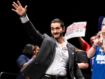 Michigan Democratic U.S. Senate primary candidate Abdul El-Sayed waves to the crowd during