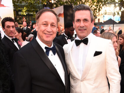 LONDON, ENGLAND - MAY 19: Adam Aron CEO AMC Theatres and Jon Hamm attend the Royal Film Pe