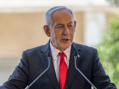 Israel's Prime Minister Benjamin Netanyahu speaks during a cornerstone laying ceremon