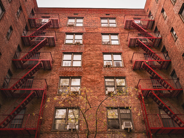 Building with fire escapes