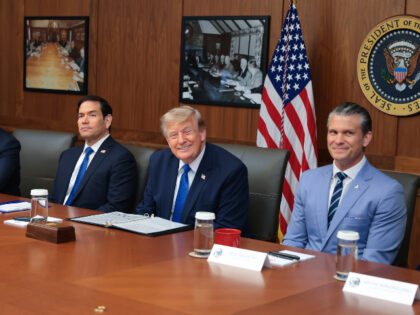 U.S. President Donald Trump speaks during a Cabinet meeting at Camp David, the presidentia