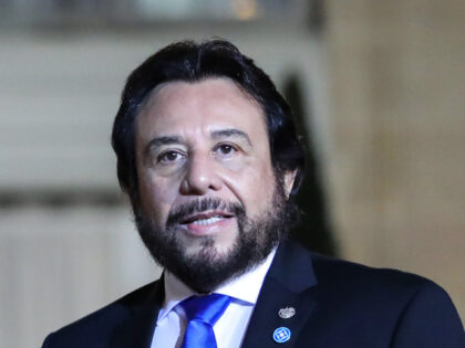 El Salvador's Vice-President Felix Ulloa arrives for a dinner with participants of th