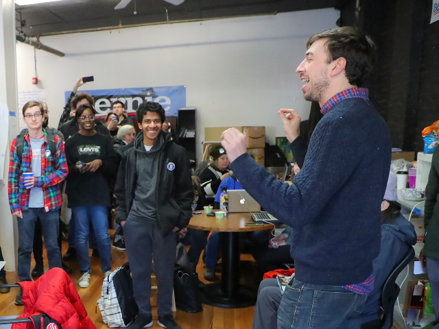 CAMBRIDGE - MARCH 2: Daniel Moraff, the Massachusetts field director for Bernie Sanders, p