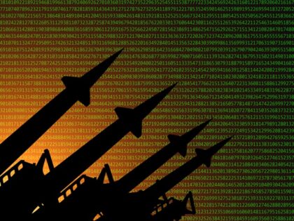 Digital code and missiles. Cyberwar - stock photo