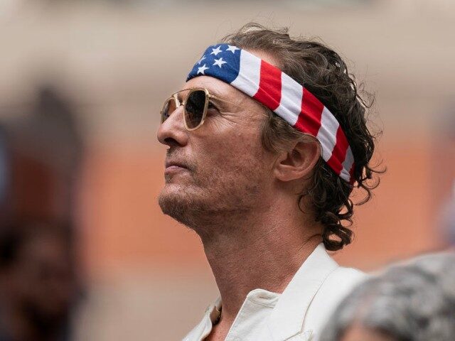 Matthew McConaughey attends the Men's Singles Final match between Taylor Fritz of the Unit