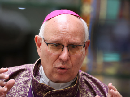 Raul Biord Castillo, archbishop of the Archdiocese of Caracas, speaks before giving a mass