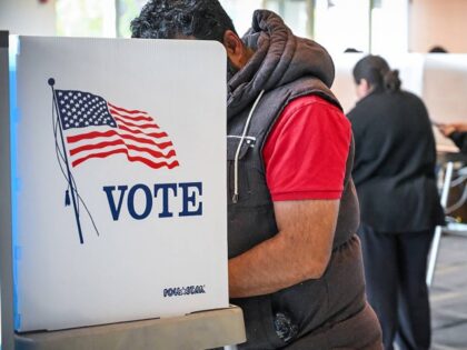 Voters mark their ballots at the Clovis Transit Center, a new permanent polling place that