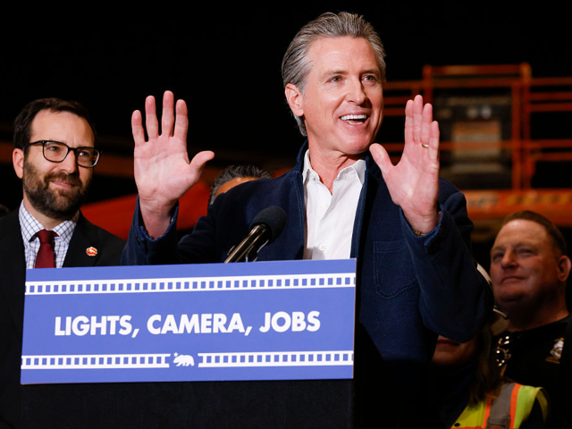 Burbank, CA - July 02: California Governor Gavin Newsom speaks a press conference to unvei