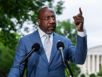 UNITED STATES - APRIL 29: Sen. Raphael Warnock, D-Ga., conducts a news conference outside