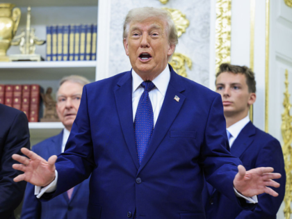 US President Donald Trump speaks in the Oval Office of the White House in Washington, DC,