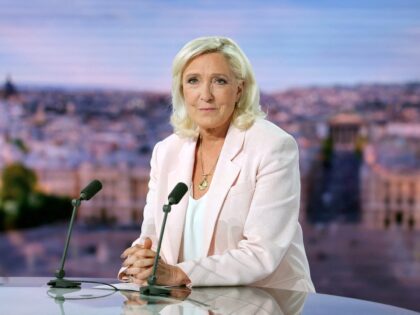 President of the far-right Rassemblement National (RN) parliamentary group Marine Le Pen p