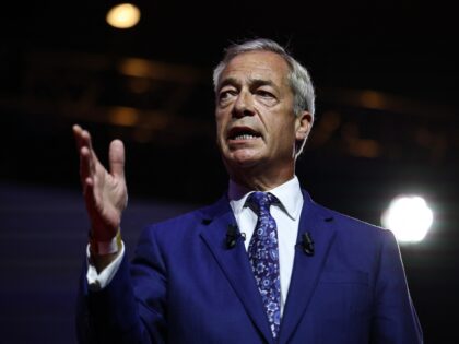 Reform UK leader Nigel Farage speaks during the inaugural Conservative Political Action Co