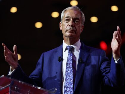 Reform UK leader Nigel Farage speaks during the inaugural Conservative Political Action Co