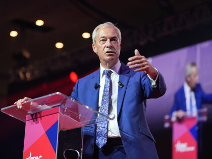 Nigel Farage speaking at CPAC Great Britain, at the InterContinental London - The 02, in s