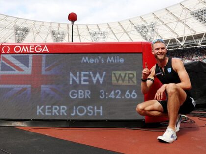 LONDON, ENGLAND - JULY 18: Josh Kerr of Team Great Britain celebrates after winning the 1